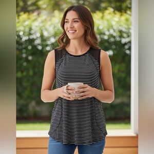 #268 Lululemon Athletica Black and White Striped Tank Top